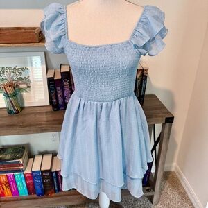 Altar'd State Sky Blue Smocked Dress